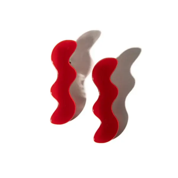 Squiggle Clips – Red | Stylish Hair Clips for Women, Girls & Teens | No-Slip Grip, Strong Hold, Cute Wavy Design | Fashion Barrettes for All Hair Types | 2-Pack