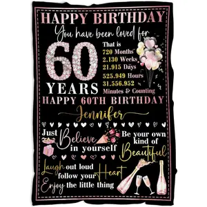 Best Friend Throw Blanket Gift for Women, 60th Birthday Blanket Gift for Her Sister, Unique Gift for Women on Birthday, Happy 60th Birthday Blanket Gift, Fleece Soft Cozy Blanket for Sofa Be