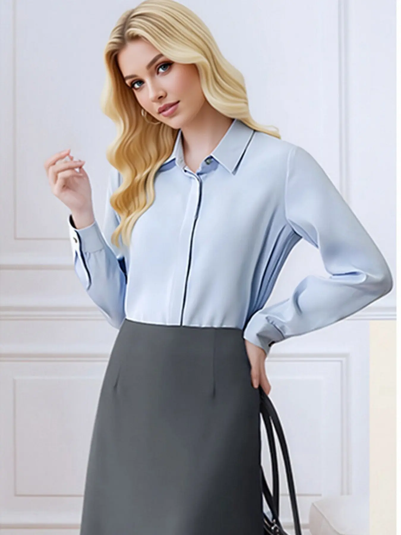 High-Waisted Midi Skirt for Office Commute, Slim-Fitting Solid Pattern, Spring & Fall Fashion, Women's Professional Wear, Elegant, Chic