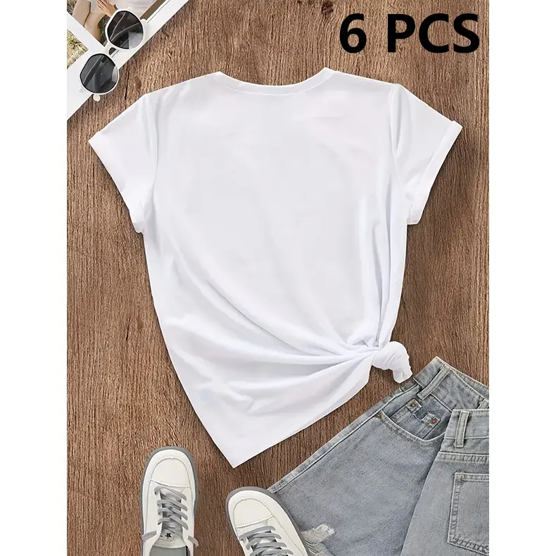 【Limited Time Deal】Women's Elegant Minimalist Casual Short-Sleeve Crew Neck White Undershirt - Everyday Ladies Top for Spring & Summer, Comfortable Fit to Pair with Jeans | Womenswear Basic T-Shirt, Elegance, Lady, Piece