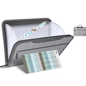 File Organizer with Hidden Handle, Portable 12 Pockets Expanding File Folders, Cloth Monthly Bills Receipt Organizer for Letter/A4, School Classroom Home & Office Supplies