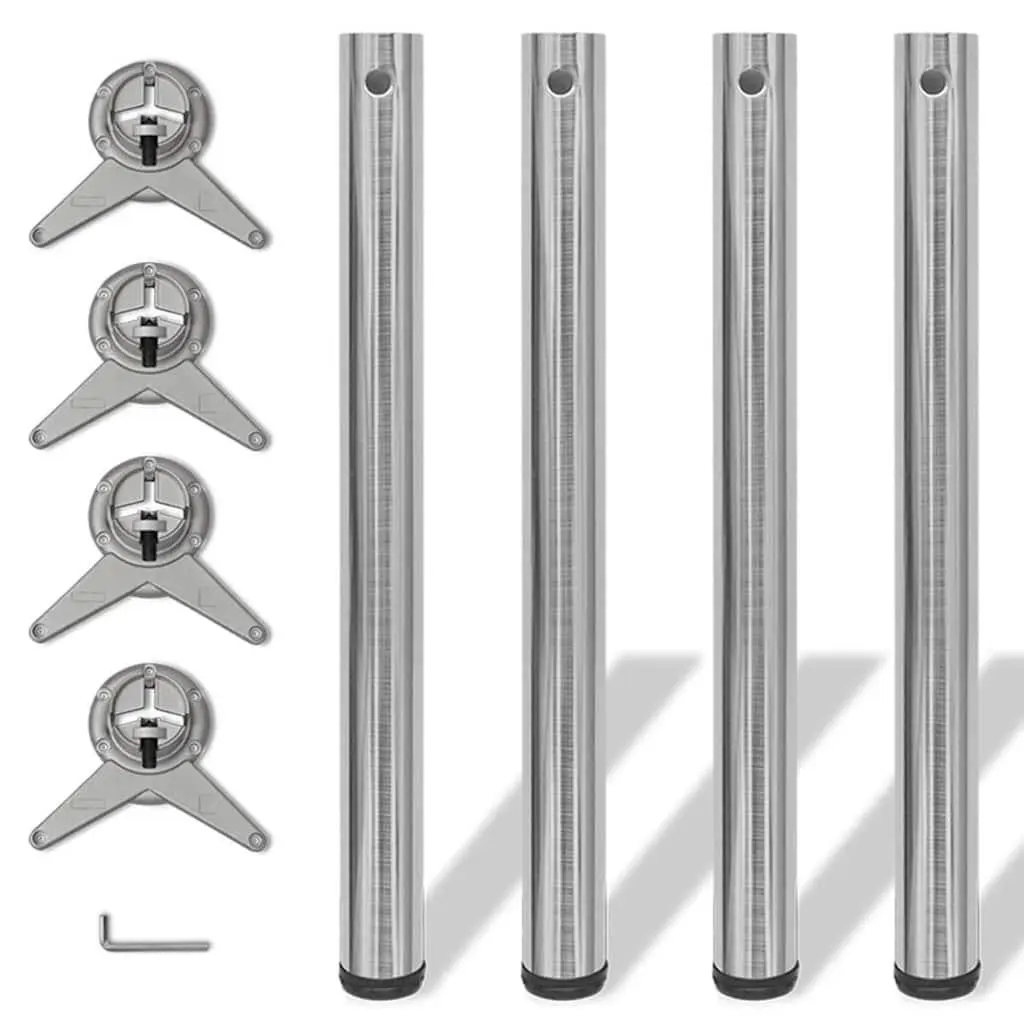 vidaXL 4 Height Adjustable Table Legs Furniture Table Accessory Trestle Replacement Part Breakfast Bar Worktop Desk Spare Leg Brushed Nickel 28 242136