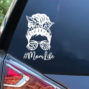 1PC Playful Momlife Decor Sticker, Sticker for cars, Car Decals, homely-style, suitable for car windows/notebook covers, with leopard print elements, Momlife slogan, portable mom-life logo, Car Accessories Women, Car Stickers