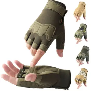 Fingerless Tactical Gloves, Knuckle Protective Breathable Lightweight Outdoor Military Gloves for Shooting, Hunting, Motorcycling, Climbing, Motorcycle Gloves