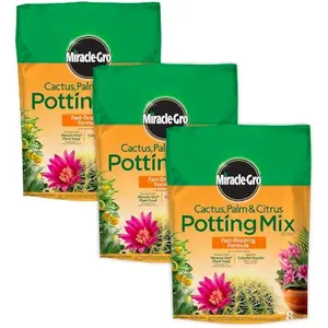 Miracle-Gro Cactus, Palm and Citrus Potting Mix, For Indoor or Outdoor Container Plants, Great for Succulents, 8 qt., 3-Pack
