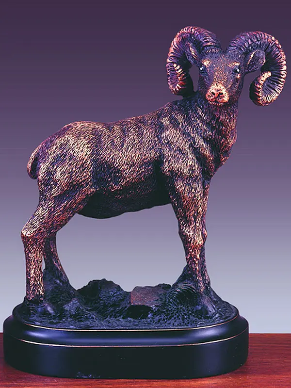 Bronze Howling Ram Statue with Ram Horns, 4.5x5.5 in, Nature-Inspired Home Decor Accent for Decorating Living Room & Gifting