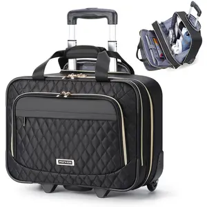 Rolling Laptop Bag Women - Rolling Briefcase for Women 17.3 Inch Laptop Bag with Wheels Black Rolling Computer Bag Carry On for Work Travel College Business Gift for Wife Mom Teacher