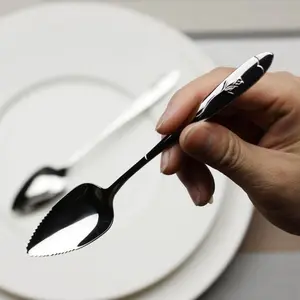 Silver Stainless Steel Serrated Grapefruit Spoons for Citrus Fruits, Kiwi, Salad and Desserts