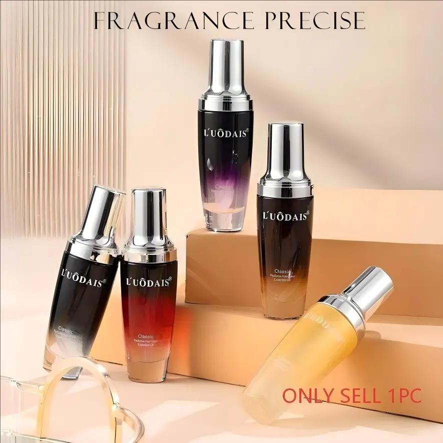 L'UÔDAIS 80ml Leave-on Fragrance Hair Oil - Contains macadamia nut and olive oil, with a rich, long-lasting floral scent. Moisturizing and non-greasy, designed for dry, frizzy hair. Provides lightweight styling and damage repair. Anti-frizz