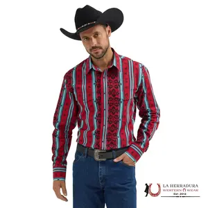 WRANGLER RED/BLACK AZTEC LONG SLEEVE SHIRT 5376