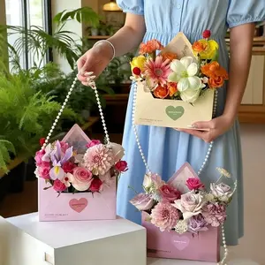 3pcs Elegant Envelope Flower Gift Boxes with Pearl Chain, Perfect for Valentine's Day, Wedding, Mother's Day, Graduation, Teacher's Day Gifts