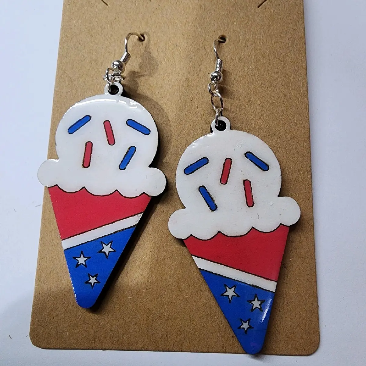 4th of July Ice Cream Cones Dangel Earrings