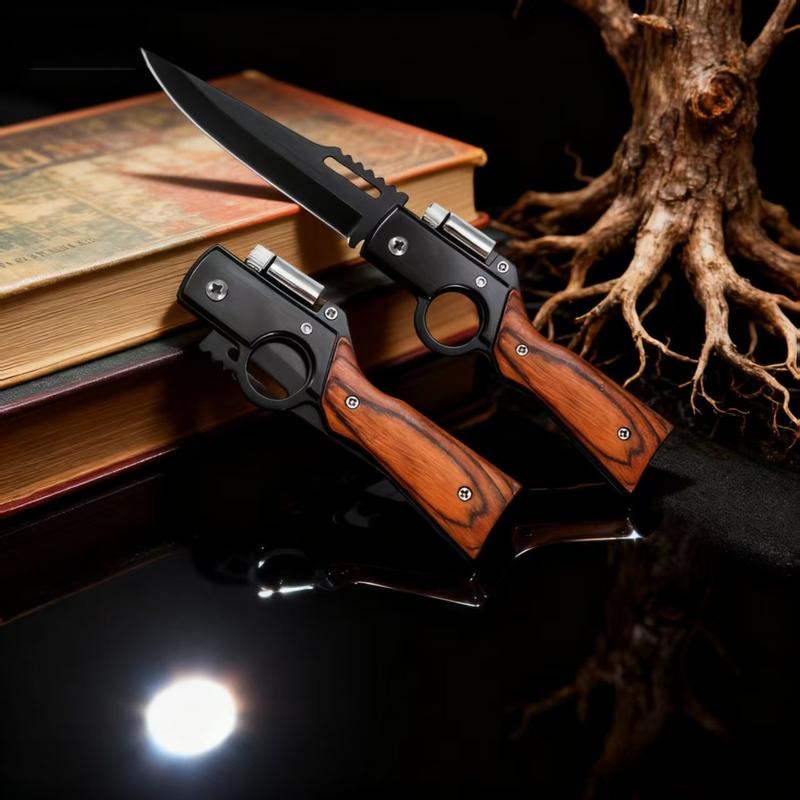 Portable folding knife, suitable for camping, barbecue, fishing, hiking, pocket clip, safety lock, Valentine's Day, Christmas, Halloween gift for male friends.