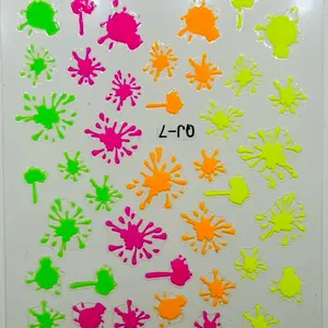 Vibrant Neon Splash Nail Art Stickers - Assorted Colors for Nail Art