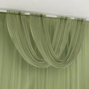 Dusty Sage Green Sheer Chiffon Valance Curtain 4ft x 5ft –  Wedding Arch Drape with Rod Pocket, Voile Backdrop Panel