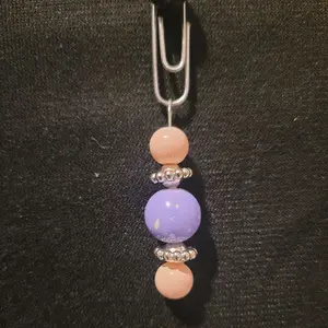 Purple Bead with Cream Splatter Paperclip Bookmark - Single Bead Design with Cream Splatter Finish