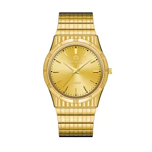 CAINUOS 5016 Matching Couple Watches, Men's 36mm & Women's 30mm Vintage Golden Quartz Watch, Luminous 3ATM Water Resistant Stainless Steel Casual Fashion His & Hers Timepiece