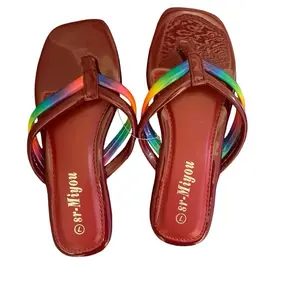 St-Migou Flat Sandals Bright Colors and Elegant for Female with Rainbow Straps and Comfortable Design