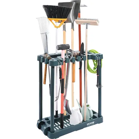 【toolupgrade】VEVOR 10-Tool Slot Compact Garden Organizer Tower Rack, 7.17 lbs PP Stand (20.5 x 38 x 34.4 Inches, Inches/cm Units) for Garage & Yard Long-Handled Items Storage