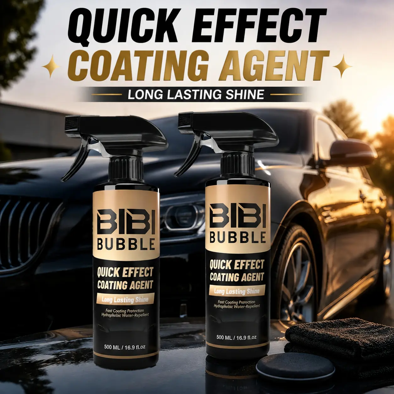 500ML Car Ceramic Coating - Quick Shine Nano Formula, Mirror Gloss Finish, Hydrophobic Water Repellent Protection, Smooth Paint Maintenance, Ideal for Cars, Trucks, Professional Detailing