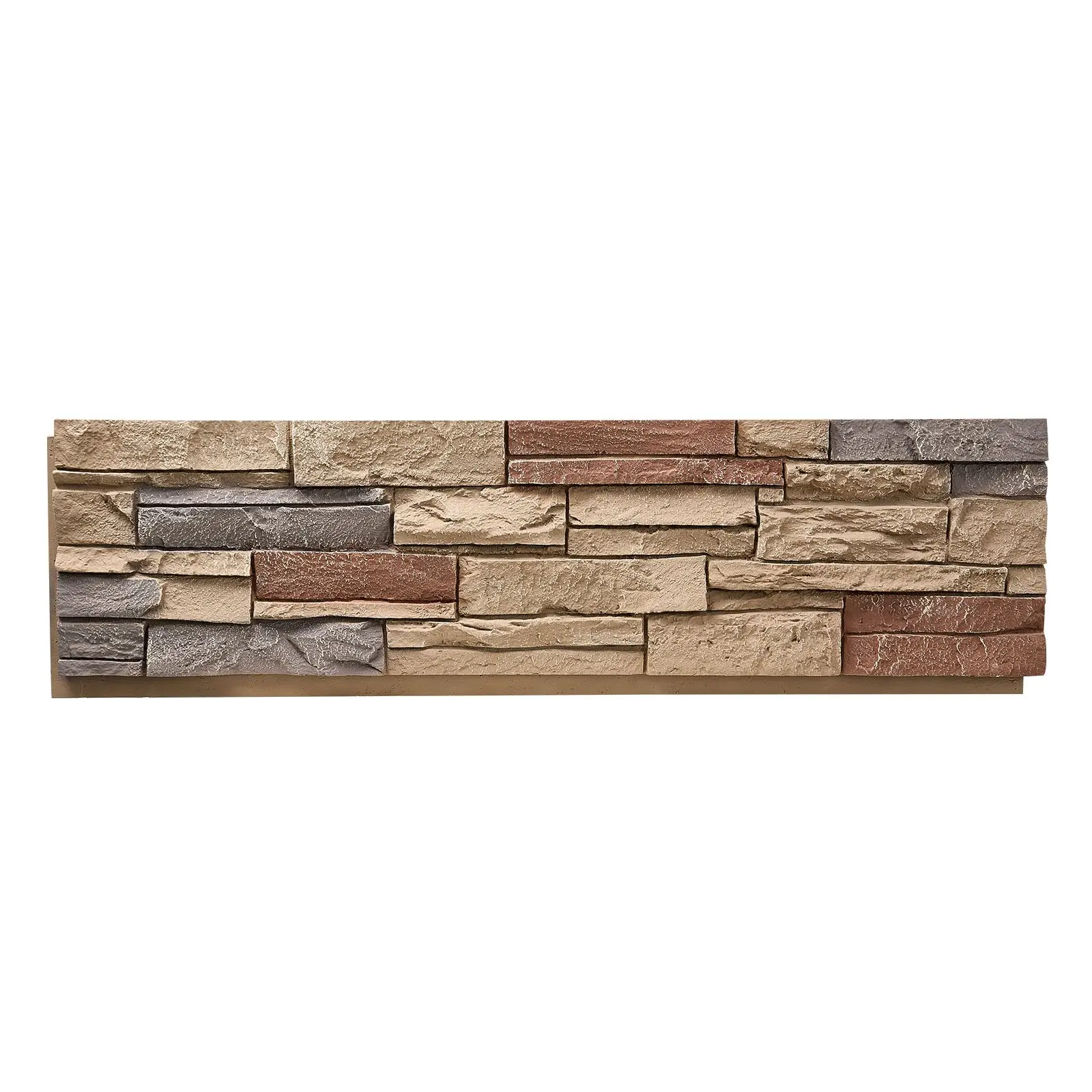 VEVOR Faux Stacked Stone Panel, 45.6x 12.8 in Artificial Stone Wall Panels, High-Density PU Stones Siding Panel, Easy to Cut, Rock Panels for Interior and Exterior Decorations, Brick Red