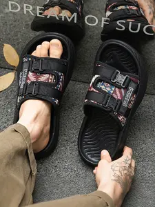 Men's Ethnic Style Thick Sole Height Increasing Shoes, Eva Anti-Slip Comfortable Slippers, Three Colors Trendy Slip-On Home Bathroom Beach