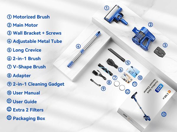 N3S Cordless Vacuum,Lightweight Stick Canister Vacuum,Powerful Suction,Crevice Tool, 40-Minute Runtime, Great for Home/Car on Rugs, Hardwood Floors