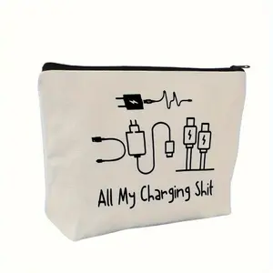 Fun multi-functional canvas bag with charger pattern - Travel Bag Organizer perfect birthday gift and travel accessory for teenage boys
