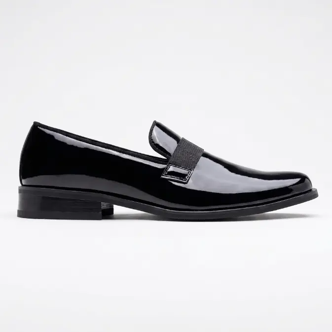 Jousen Men's Formal Round Toe Slip-On Loafers - Rubber-Sole, Synthetic, Breathable Dress Shoes for Wedding, Business