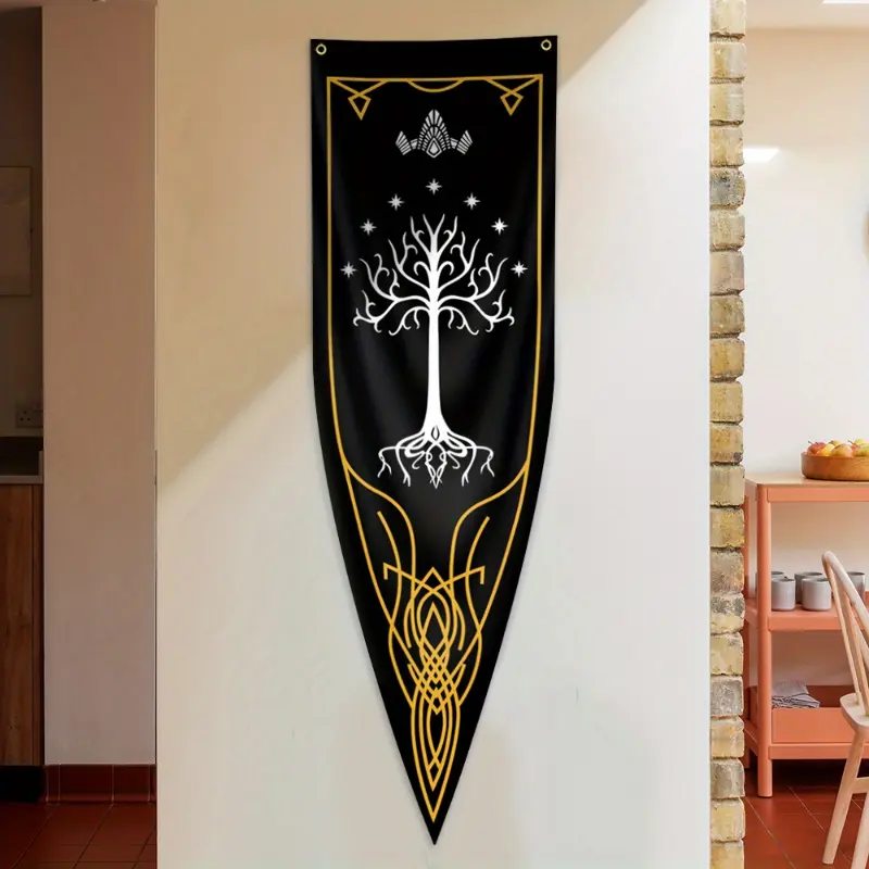 Gondor-Inspired Durable Polyester Single-Sided Printed Decor Tapestry (18in×59in/45cm×150cm) - Easy Grommet Hanging - Bedroom Dorm Decor, Home Accent