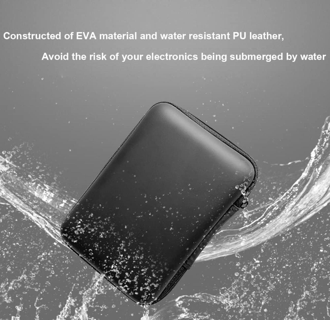 Hard drive/sound card/mini game console portable case storage and storage bag multi-purpose universal portable bag, compatible with Western Digital WD Elements Seagate, 2.5-inch EVA shock resistant travel case (black)