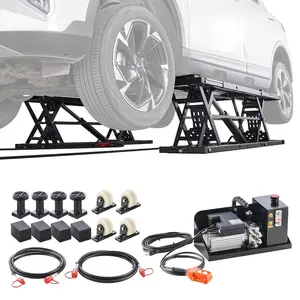 VEVOR Car Lift, 7000 lbs Capacity Car Lifts for Home Garage, 3-Level Adjustable with 29.4 Lift Height Remote Control, Auto Lock Portable Car Lift with 4 Rubber Pads 4 Lifting Columns