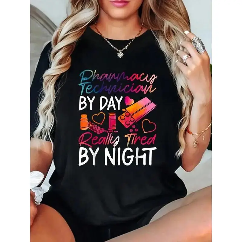 Pharmacy Tech Technician Pharmacist Student Pharmacy T-Shirt Women's vintage Summer vacation tops Graphic Tee
