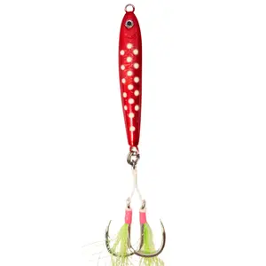 Moon Drop Tungsten Jig Red Glow Dots 250g Ultra-Slim Profile Fast Sink Rate Night & Day Jigging Lure with 6/0 Heavy Duty Hooks