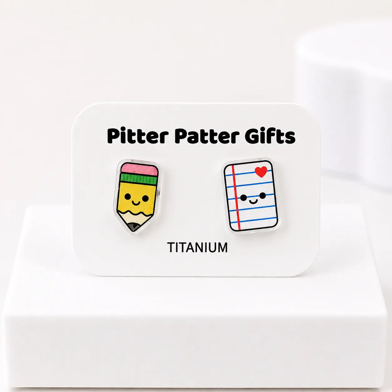 Pencil and Paper Earrings, Cute Acrylic Studs, Teacher Appreciation Gift, Back to School
