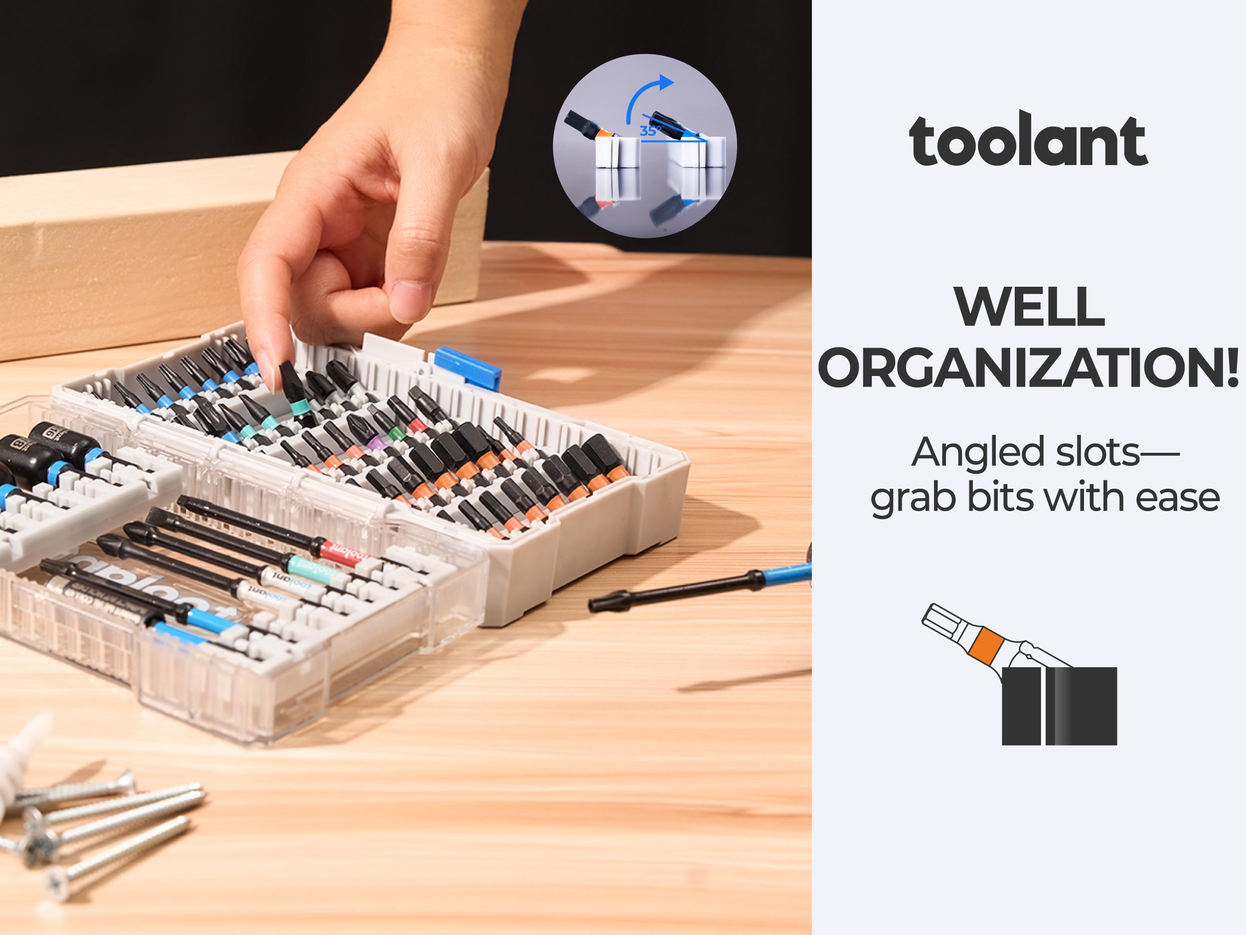 toolant Impact Driver Bit Set,52-Piece S2 Steel Screwdriver Bit Set,Hex,Torx,Phillips,Slotted,Square Bits and Nut Driver with Case, FathersDayGift