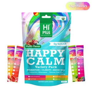 HiPlus Happy Calm-Calming Drink Mix with KSM-66 Ashwagandha, Vitamin D3, Magnesium, Mood&Sleep,lmproved Sleep Quality,Minor tensionrelief Portable and Individually Packaged 4 Flavors