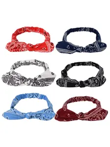 Boho Bow Headbands Set of 6, Elastic Non-Slip Hair Scarf, Polka Dot Design for Women & Girls, Durable Polyester Material, All Seasons Outdoor Hiking, Chic Headbands