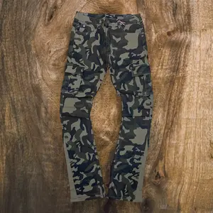 SF3518 - Twill Cargo Pocket Stretch Stacked Flared Jeans