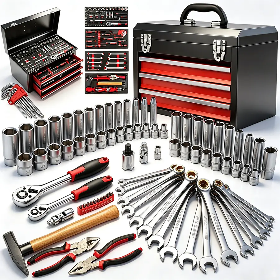 108-Piece 3-Drawer Tool Organizer, Heavy Duty Tool Storage Box with Drawers, Portable Tool Chest for Garage Workshop Hand Tools Screws Nuts Bolts, Stackable Hardware Organizer Case