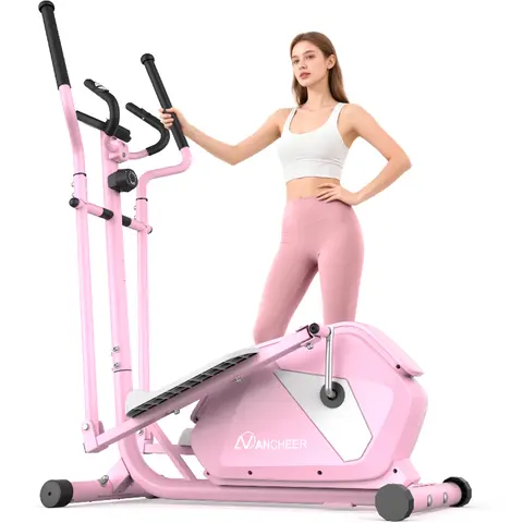 ANCHEER Elliptical Machine with 15-Inch Stride & 400LBS Capacity Ultra-Quiet Magnetic System 14 Resistance Levels for Home Exercise