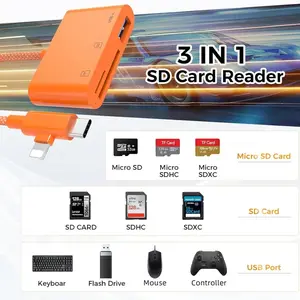 5 In 1 SD Card Reader, 1 Count Portable Type-C Card Reader, Dual Slots Memory Card Reader for Game, Plug