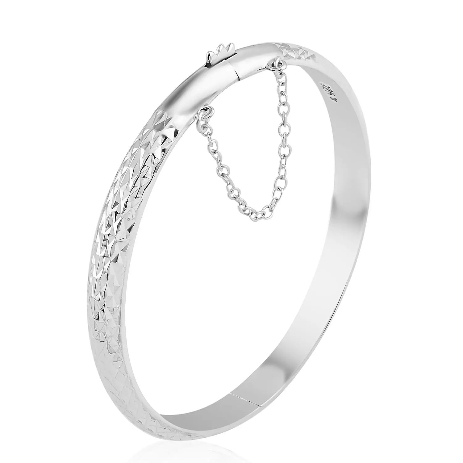 Sterling Silver Diamond Cut Chevron Bangle Bracelet (7 In) 8.10 Grams Sterling Silver Diamond Cut Chevron Bangle Bracelet (7 In) 8.10 Grams