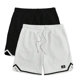 essential shorts，shorts for the summer，men shorts，shorts for summer，Men’s Letter Patched Detail Contrast Trim Drawstring Waist Shorts Baggy White Jersey Shorts, Perfect Gift for Husband or Boyfriend, Suitable for School & Street Style