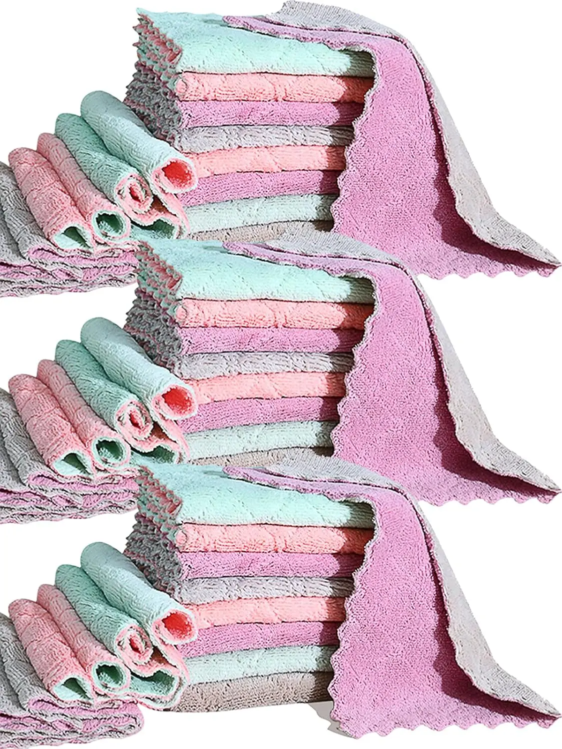 32 Pack Cleaning Cloth Kitchen Cloth, Dish Towels Super Absorbent Coral Velvet Dishtowels, Microfiber Premium Soft Tea Towels, Quick Dry Rags, Multipurpose Reusable Washcloths, Non-Stick Oil Cloths.