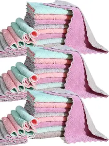 32 Pack Cleaning Cloth Kitchen Cloth, Dish Towels Super Absorbent Coral Velvet Dishtowels, Microfiber Premium Soft Tea Towels, Quick Dry Rags, Multipurpose Reusable Washcloths, Non-Stick Oil Cloths.