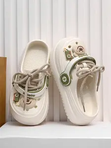 Women's Cute Cartoon Bear Design Slides, Casual Comfortable Platform Slippers for Summer, Non-slip Orthopedic Slippers for Beach, Garden, Outdoor, Girl, Slippers Indoor