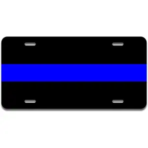 SignMission Thin Blue Line Simple Aluminum License Plate | License Plate 12" X 6" Fits Any Car, Truck, SUV, RV, or Trailer | Made in The USA