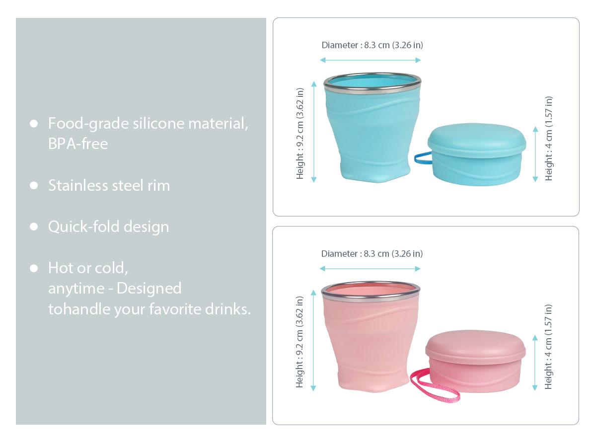8.8oz Silicone Collapsible Travel Cup | Portable Foldable Cup with Dustproof Lid