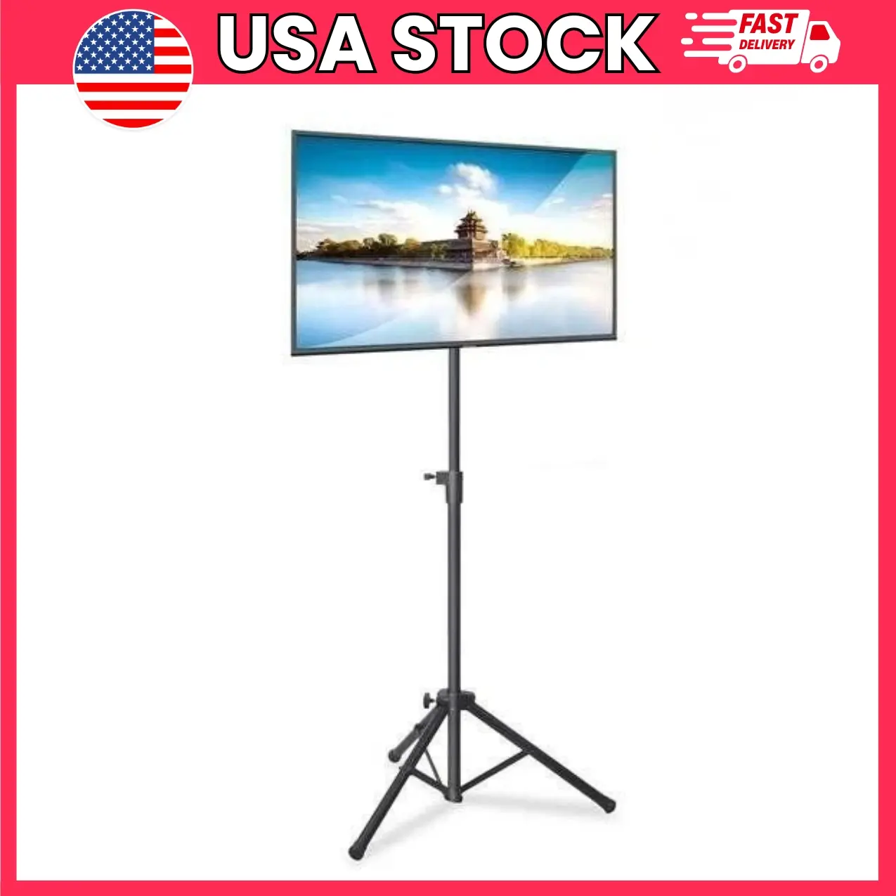 Tripod TV Stand Mount, Portable Height Adjustable TV Stand for LCD LED Flat Screen TVs, Foldable Display Stand with Universal VESA Mount | universal tv mount, lcd tv stand, led tv stand, flat screen tv stand, display stand, portable monitor stand